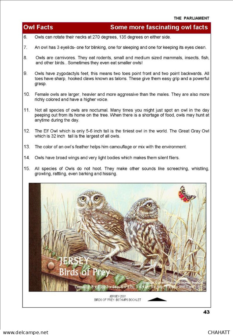 OWLS - RAPTORS- BIRDS OF PREY-"THE PARLIAMENT" - GALLERY OF OWLS ON STAMPS- EBOOK-PDF- DOWNLOADABLE-372 PAGES