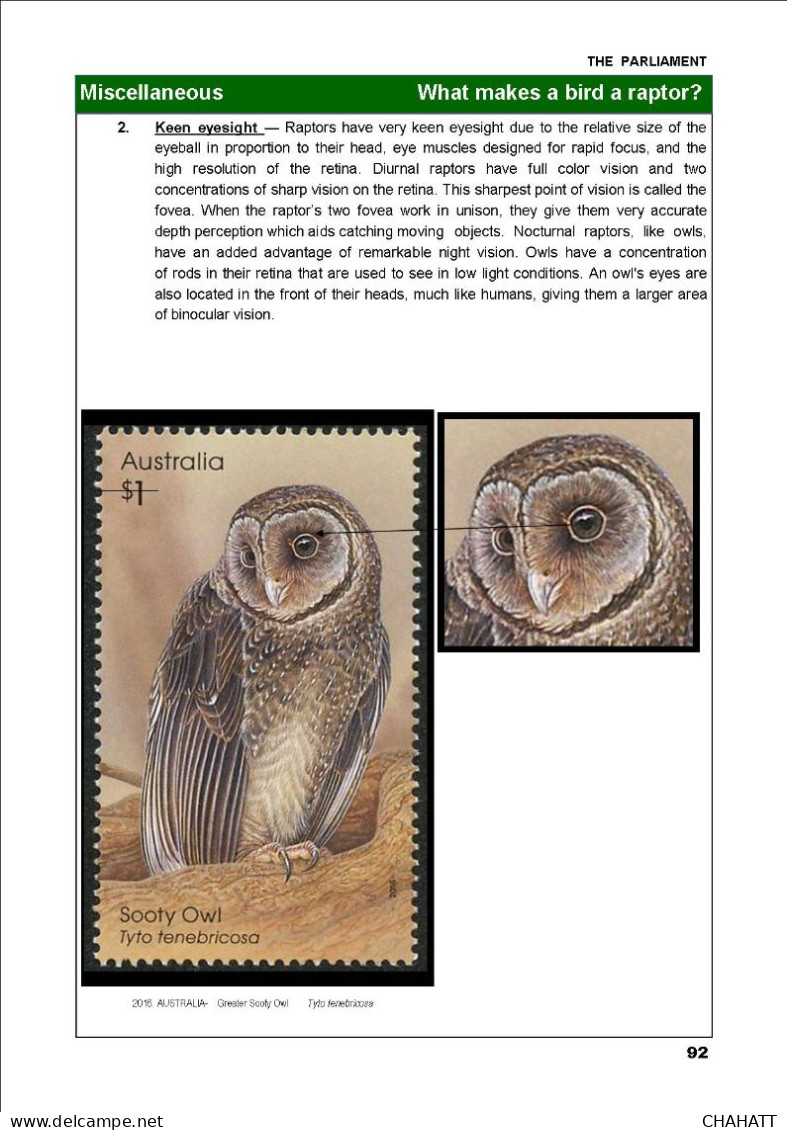 OWLS - RAPTORS- BIRDS OF PREY-"THE PARLIAMENT" - GALLERY OF OWLS ON STAMPS- EBOOK-PDF- DOWNLOADABLE-372 PAGES