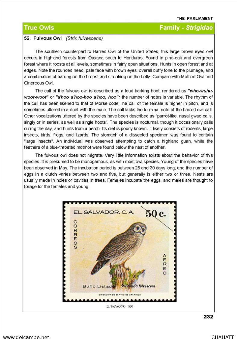 OWLS - RAPTORS- BIRDS OF PREY-"THE PARLIAMENT" - GALLERY OF OWLS ON STAMPS- EBOOK-PDF- DOWNLOADABLE-372 PAGES