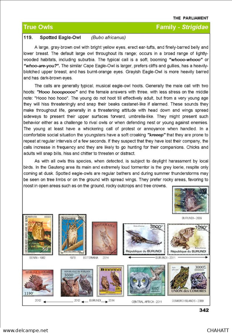 OWLS - RAPTORS- BIRDS OF PREY-"THE PARLIAMENT" - GALLERY OF OWLS ON STAMPS- EBOOK-PDF- DOWNLOADABLE-372 PAGES