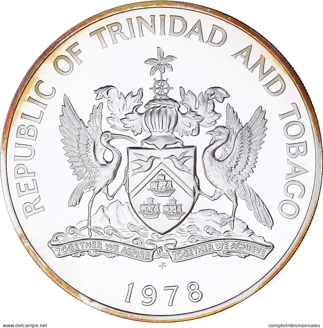 Monnaie, Trinité-et-Tobago, 10 Dollars, 1978, Franklin Mint, BE, FDC, Argent - Trinidad Y Tobago