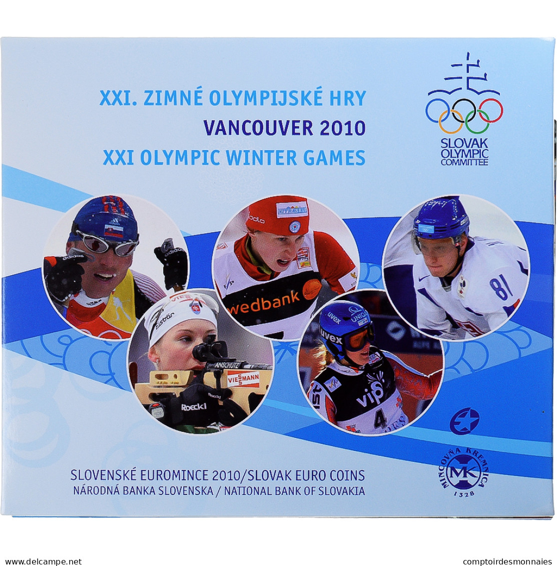 Slovaquie, Euro-Set, 2010, Vancouver XXI Olympic Winter Games.BU, FDC - Slovaquie