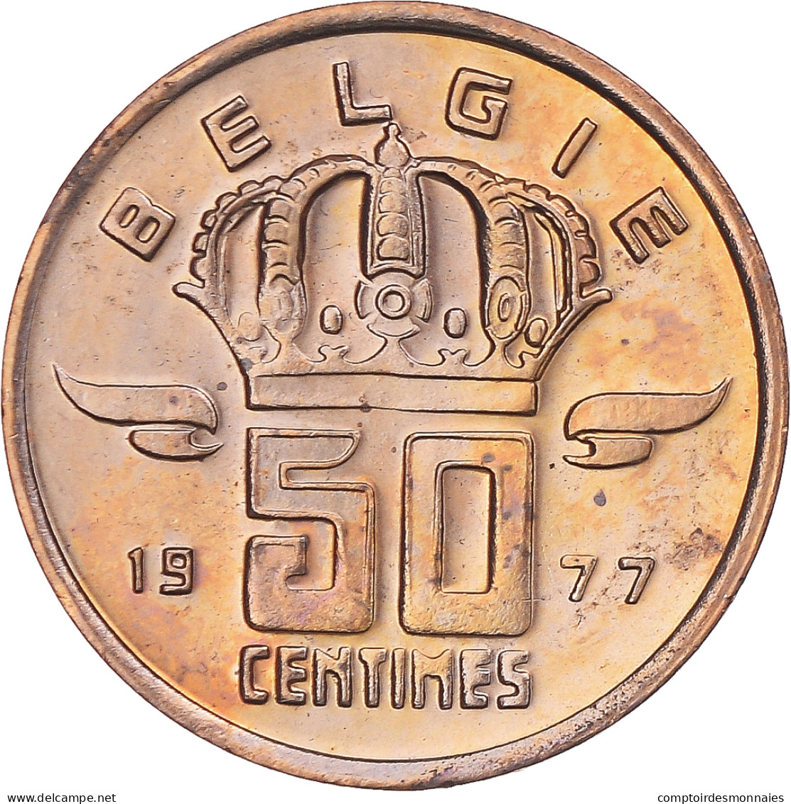 Monnaie, Belgique, Baudouin I, 50 Centimes, 1977, SPL, Bronze, KM:149.1 - 50 Cents