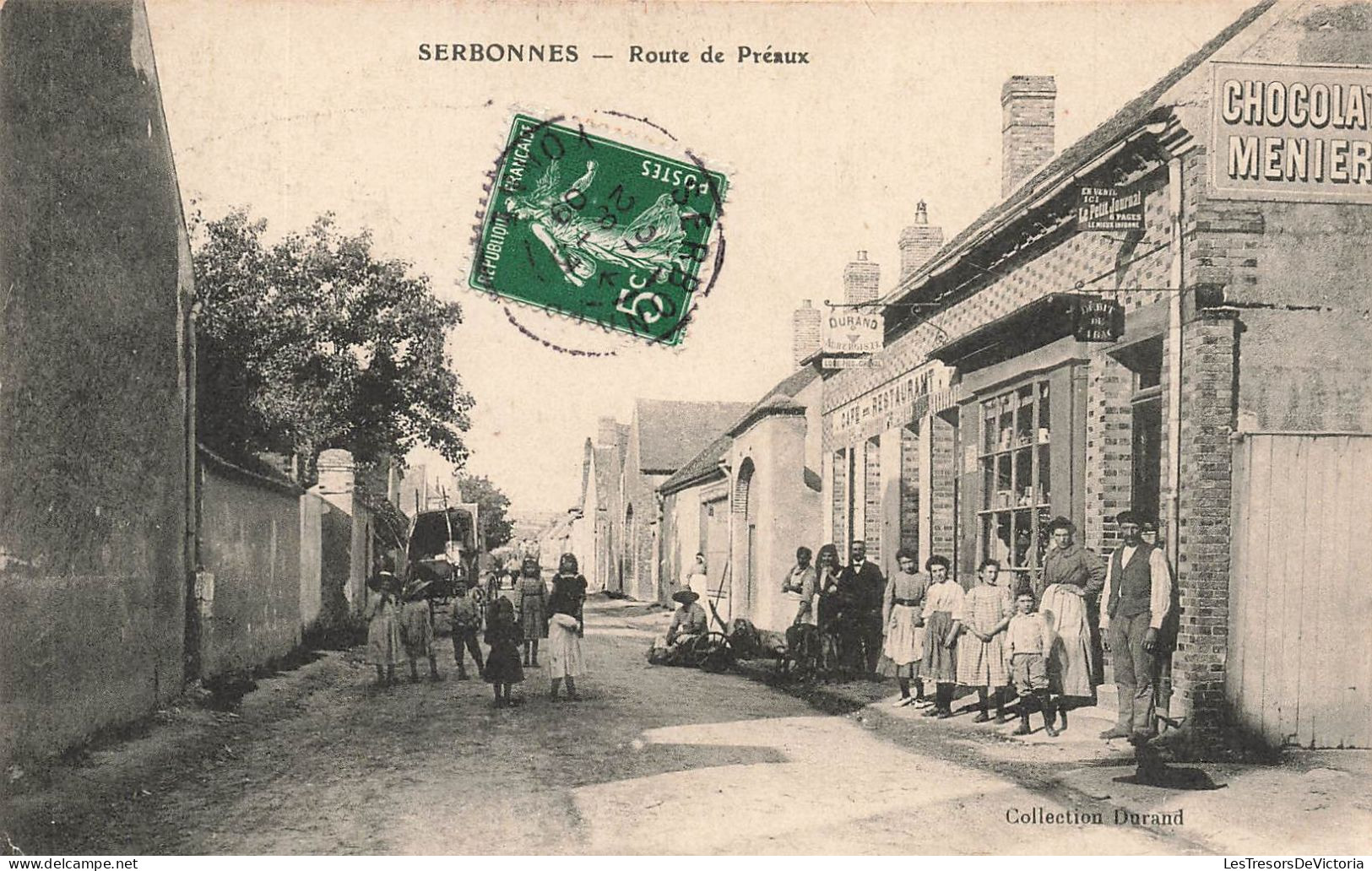 FRANCE - Serbonnes - Route De Préaux - Café - Durand - Rue Animée - Carte Postale Ancienne - Otros & Sin Clasificación