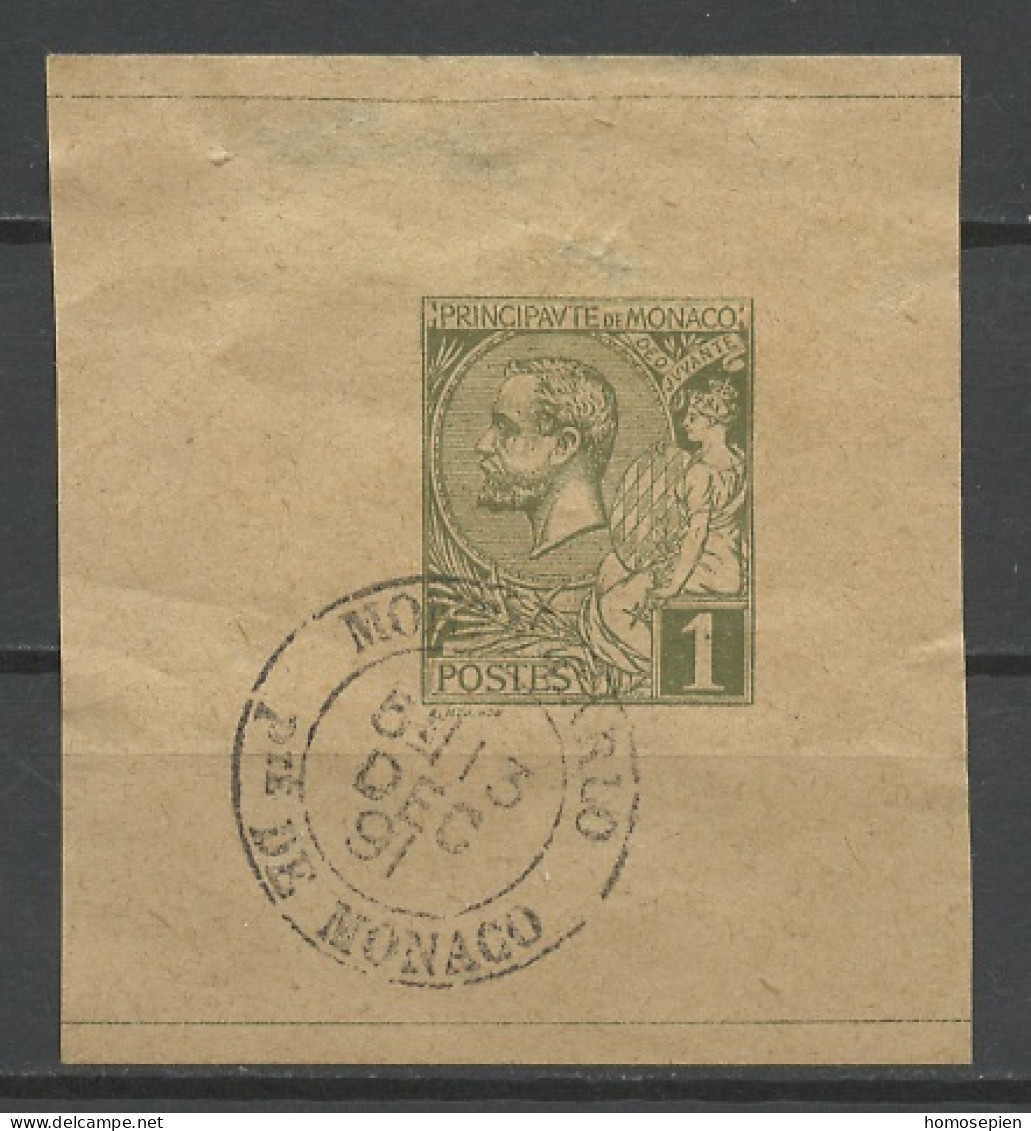 Monaco Entier Postal 1891 Y&T N°EXEP402 - Michel N°EXPK11 (o) - 1c Prince Albert 1er - Postal Stationery