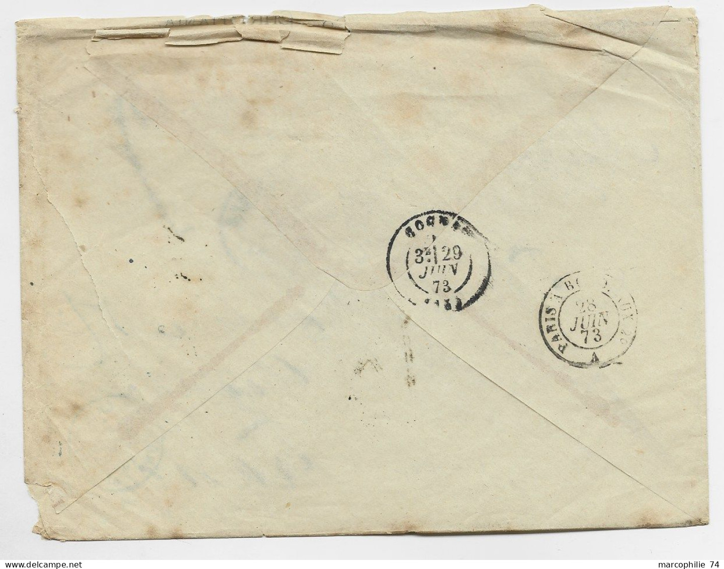 NORGE NORWAY NORVEGE LETTRE COVER CHRISTINIA 25 .6. 1873 LETTRE COVER TO FRANCE ° ENTREE NORVEGE ERQUELINES 2° +TAXE - Cartas & Documentos