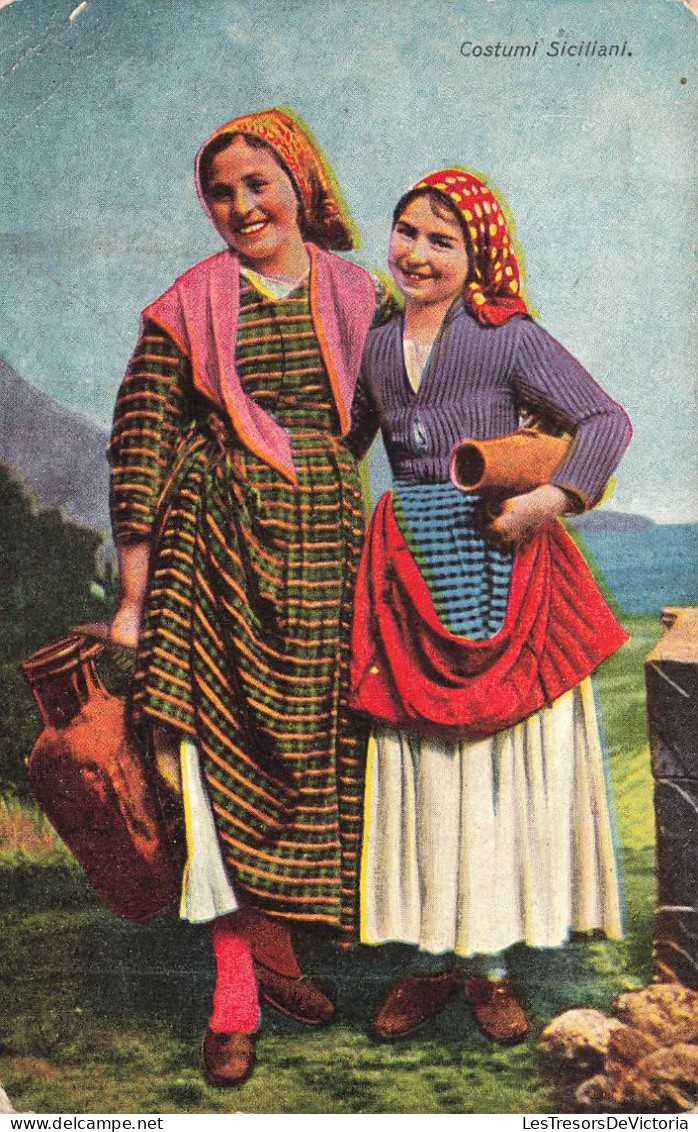 ITALIE - Sicilia - Costumi Siciliani - Colorisé - Costumes Traditionnels - Carte Postale Ancienne - Andere & Zonder Classificatie