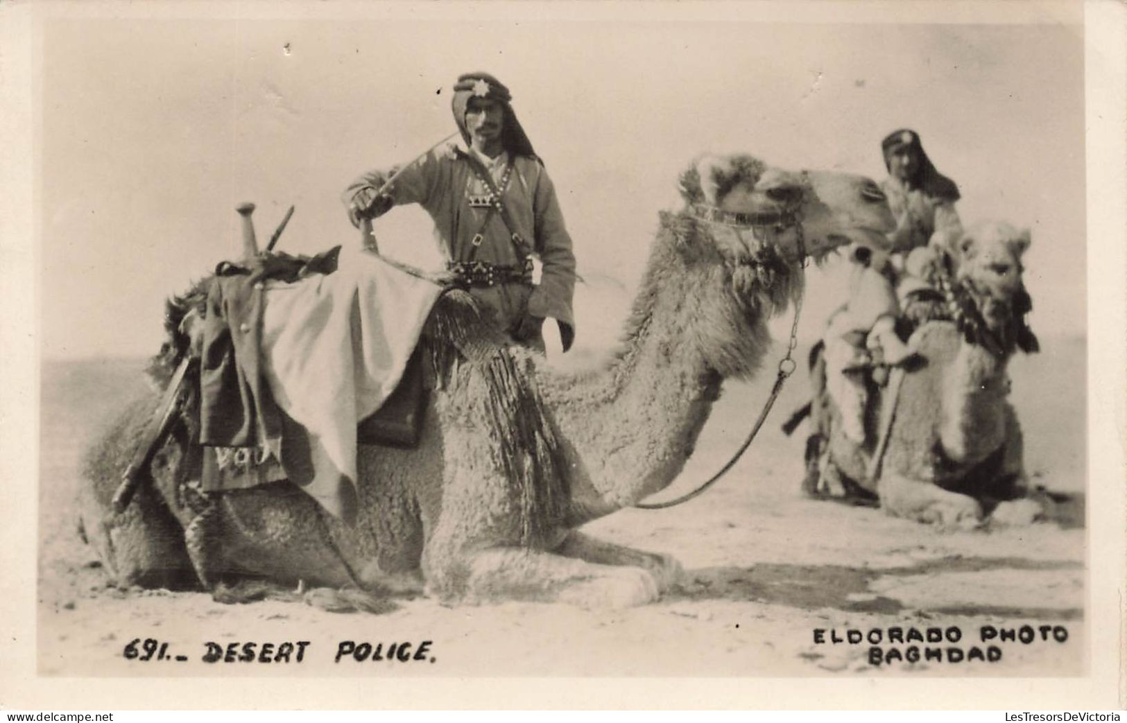 JORDANIE - Desert Police - Eldorado Photo Baghdad - Chameaux - Camels - Carte Postale Ancienne - Jordanië