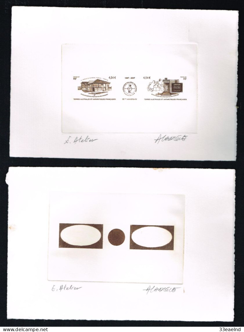 TAAF / FSAT / Epreuve D'état  / Triptyque  Faciale Non émis 2 Fois 4,54 E Au Lieu De 4,00 E Et 0,54 E / Couleur Bistre - Sonstige & Ohne Zuordnung