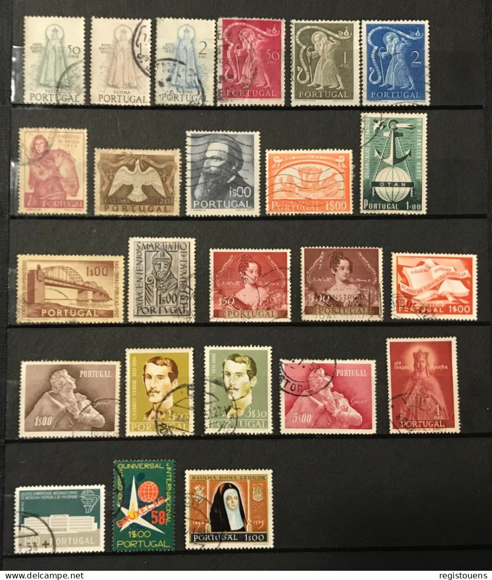 Lot De 24 Timbres Oblitérés Portugal 1950 / 1958 - Used Stamps