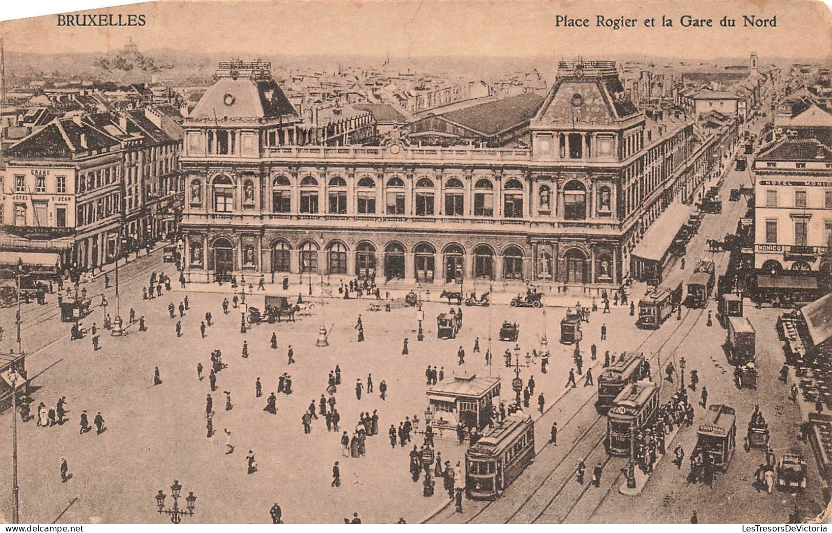 BELGIQUE - Bruxelles - Vue D'ensemble De La Place Rogier Et La Gare Du Nord - Animé - Carte Postale Ancienne - Schienenverkehr - Bahnhöfe