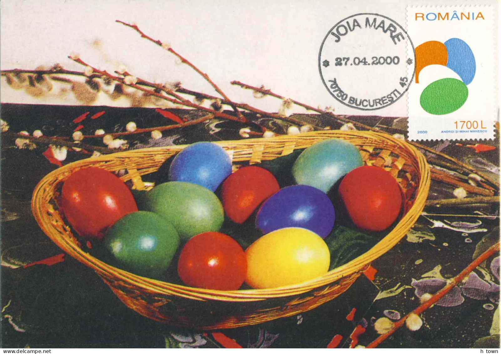 954  Oeufs De Pâques Carte Maximum, 2000 - Easter Eggs: Maximum Card From Romania. Egg œuf - Pâques