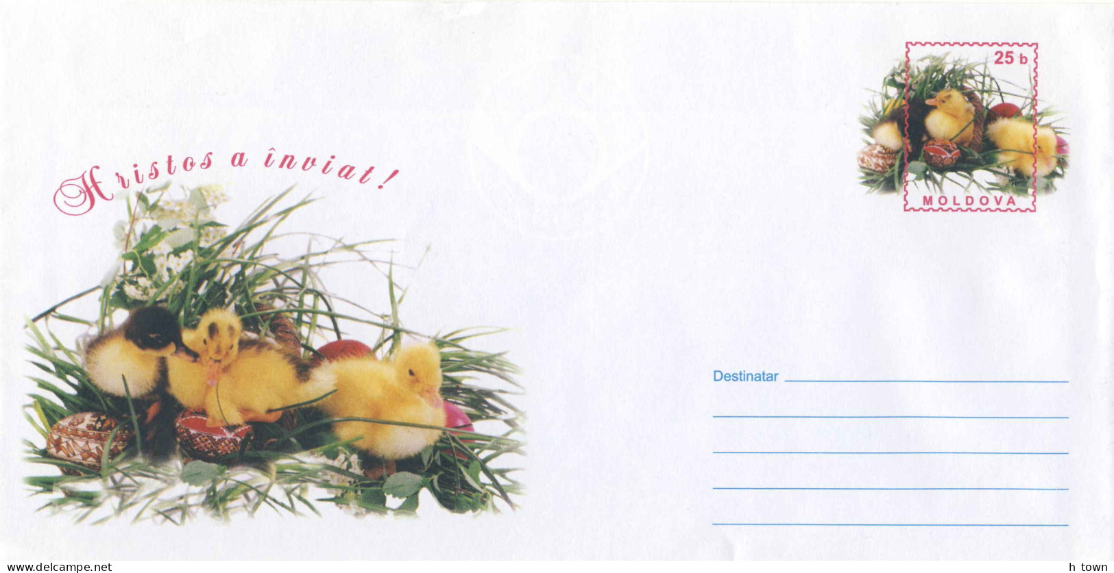 954  Pâques, Poulettes, œufs Décorés: PAP Moldavie 2001 - Chicken, Decorated Easter Eggs: Postal Stationery Cover - Pâques