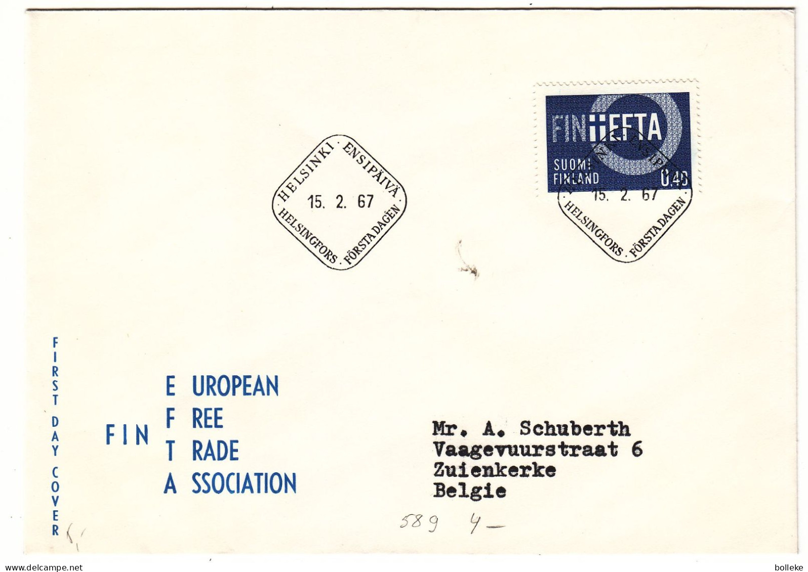 Finlande - Lettre De 1967 - Oblit Helsinki - EFTA - - Storia Postale