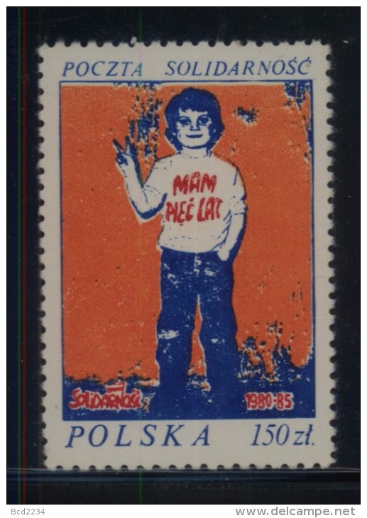 POLAND SOLIDARITY SOLIDARNOSC 1983 5TH ANNIV OF THE TRADE UNION CHILD PEACE SIGN - Vignettes Solidarnosc