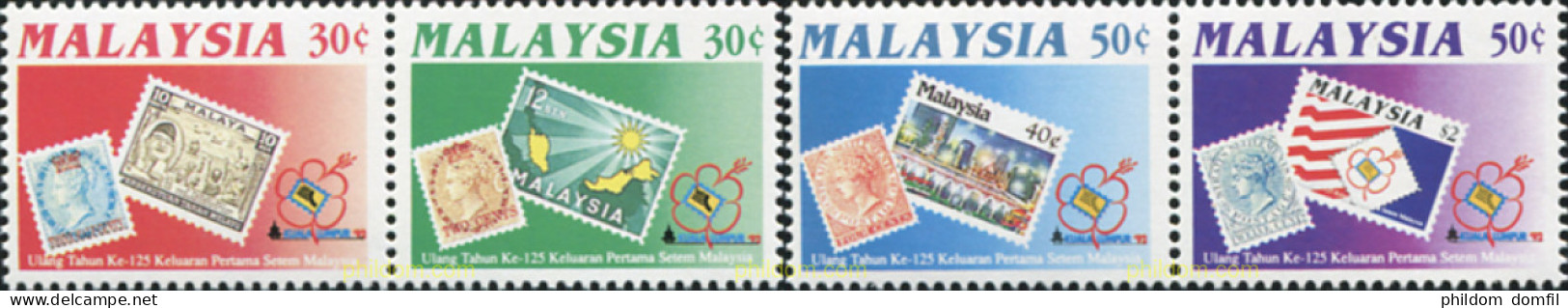 576651 MNH MALASIA 1992 KUALA LUMPUR 92. EXPOSICION FILATELICA INTERNACIONAL Y 125 ANIVERSARIO DEL SELLO MALAYO - Malaysia (1964-...)