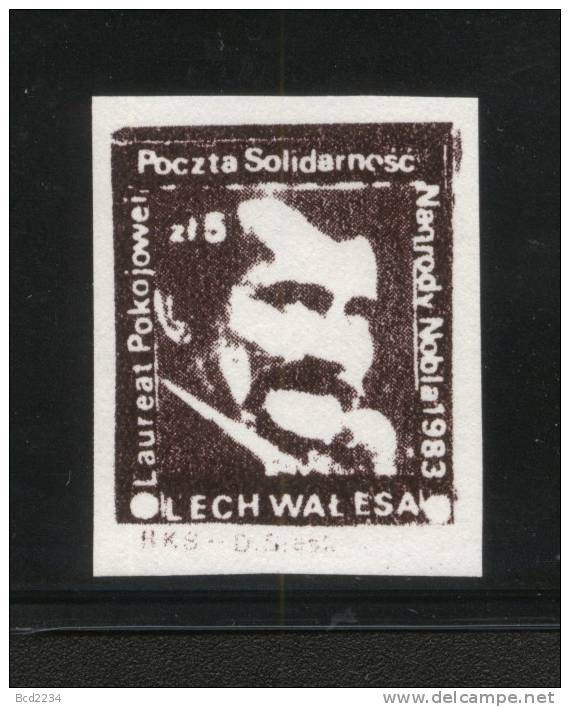 POLAND SOLIDARNOSC (SOLIDARNOSC RKS-D SLASK) 1983 LECH WALESA RARE EARLY STAMP LARGER FORMAT (NOBEL)  (SOLID0186A/0612) - Vignettes Solidarnosc