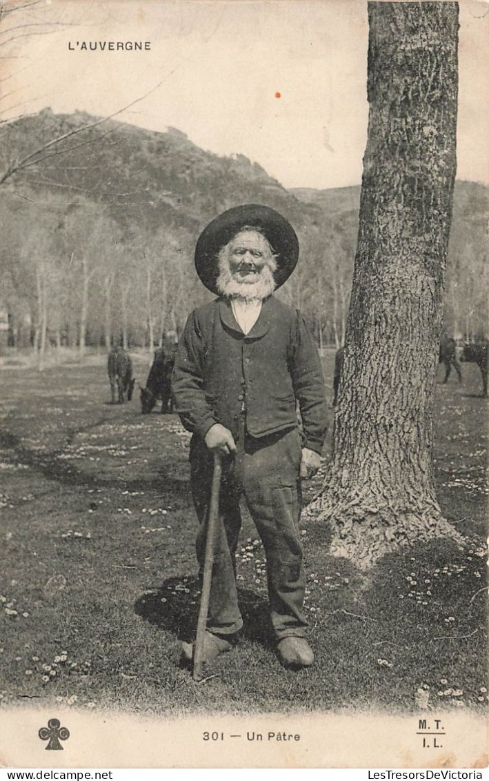 FRANCE - L'Auvergne - Un Pâtre - Un Vieil Homme Avec Une Canne Dans Les Montagnes - Vaches - Carte Postale Ancienne - Auvergne