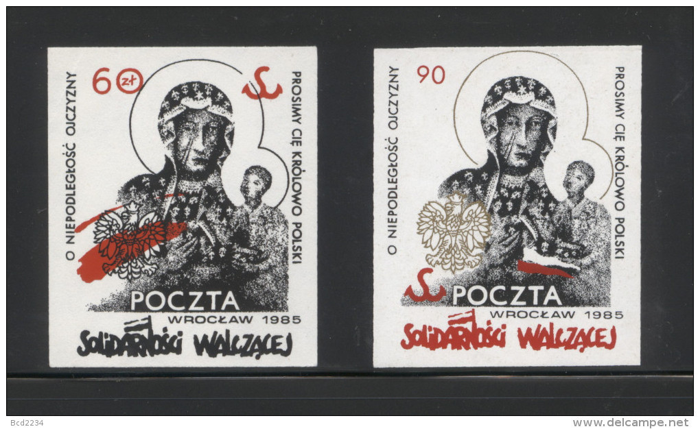 POLAND SOLIDARITY SOLIDARNOSC WALCZACA WROCLAW 1985 BLACK MADONNA OF CZESTOCHOWA RELIGION CHRITIANITY Shrine Jasna Gora - Vignettes Solidarnosc