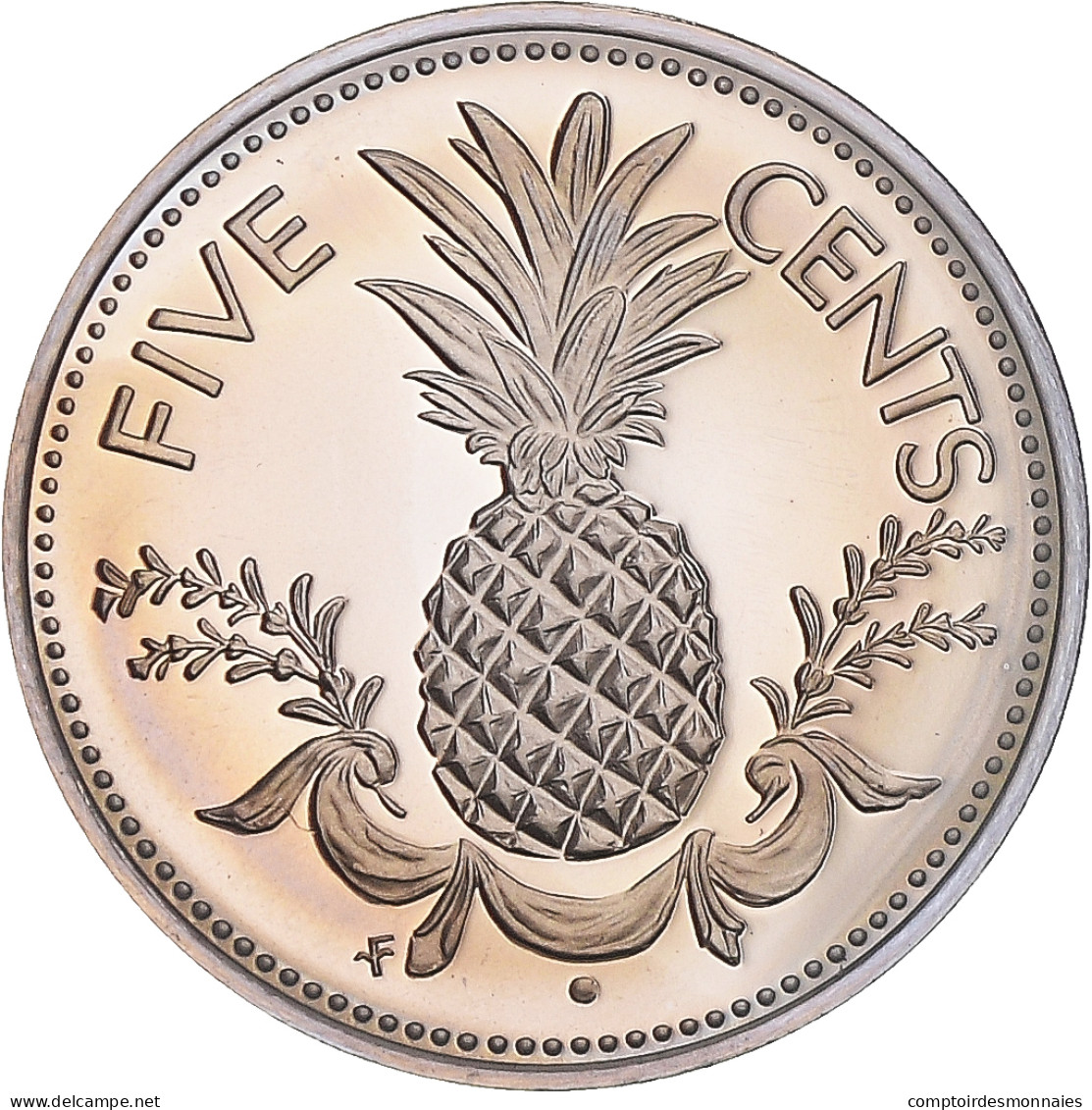 Monnaie, Bahamas, Elizabeth II, 5 Cents, 1974, Franklin Mint, U.S.A., BE, FDC - Bahama's