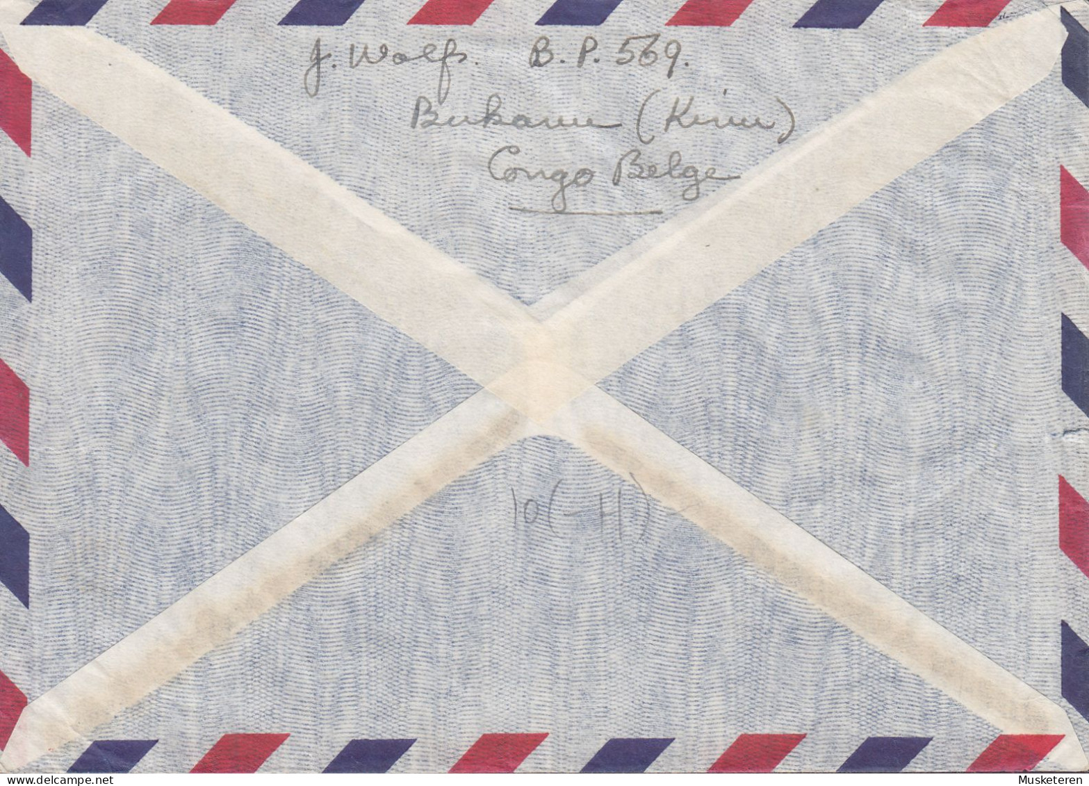 Belgian Congo Par Avion BUKANU 1954 Cover Brief Lettre MITCHAM Surrey England Flower & Kunst Art Stamps - Storia Postale