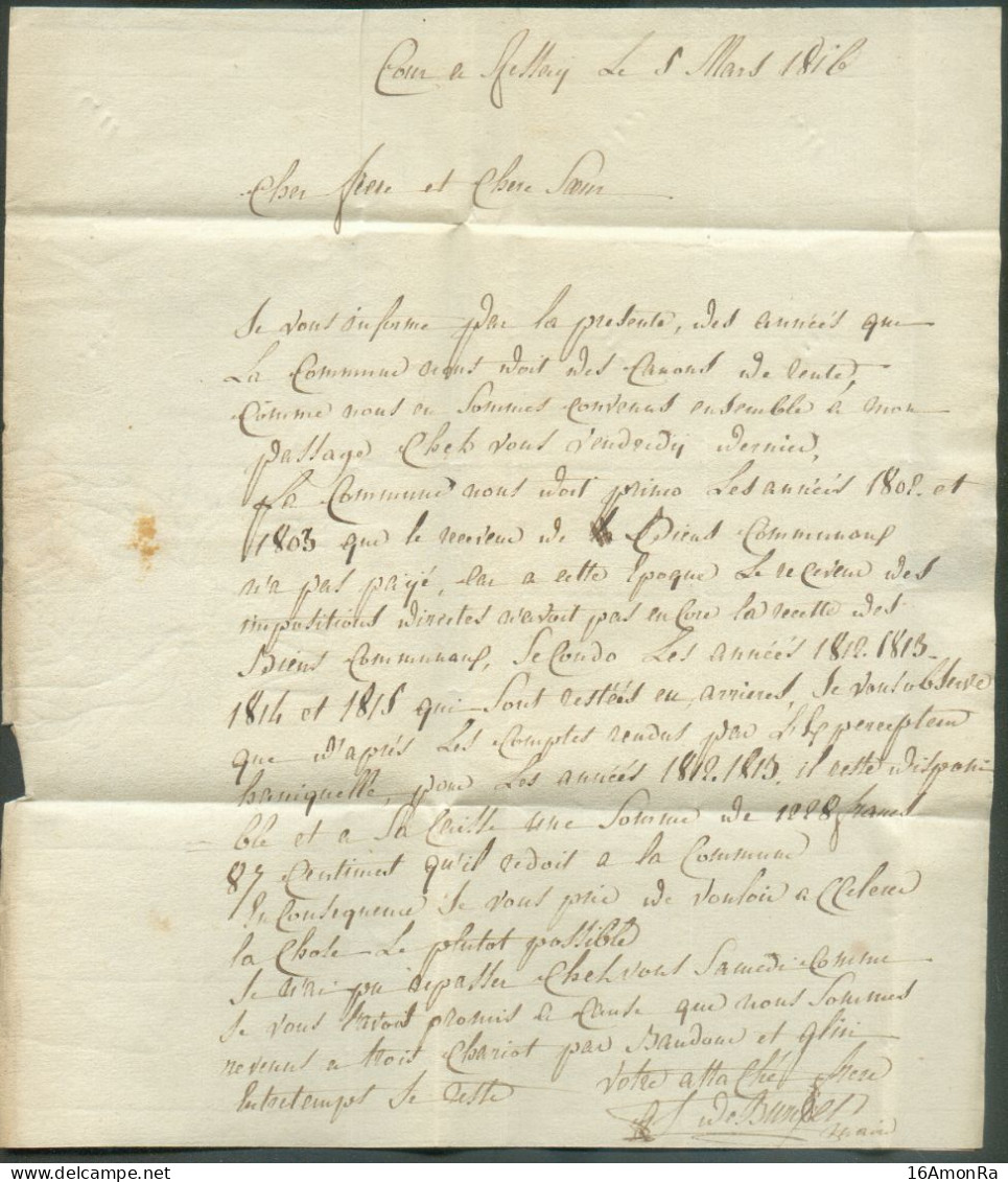 LAC De COUR A RESSAIX Le 8 Mars 1816 Avec Griffe 86 BINCH (24x11 Mm) Vers Quaregnon.  Port De 2 Décimes   TB  - 21815 - 1815-1830 (Periodo Olandese)