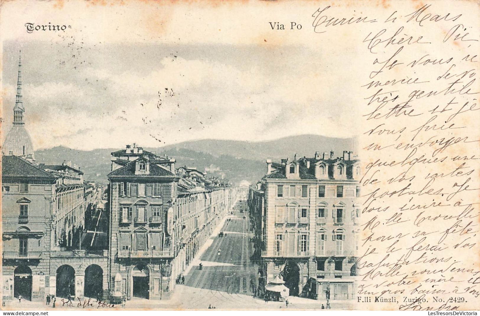 ITALIE - Torino - Via Po - Rue - F Lli Künzli - Dos Non Divisé - Carte Postale Ancienne - Multi-vues, Vues Panoramiques