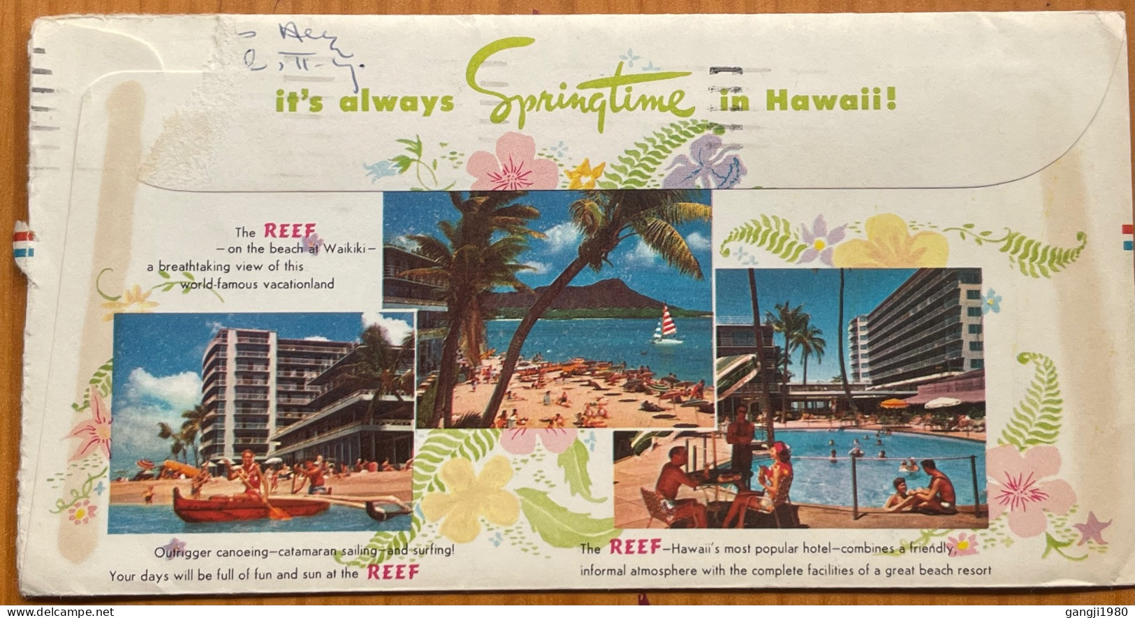 HAWAII 1960, USA COVER USED, ADVERTISING, WAIKIKI HOTELS, NATIVE FLOWER SELLER LADY, HONOLULU CITY SLOGAN CANCEL. - Hawaii