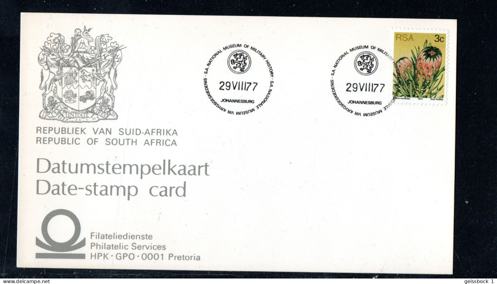 Südafrika 1977: Datumsstempelkarte   (H019) - Lettres & Documents