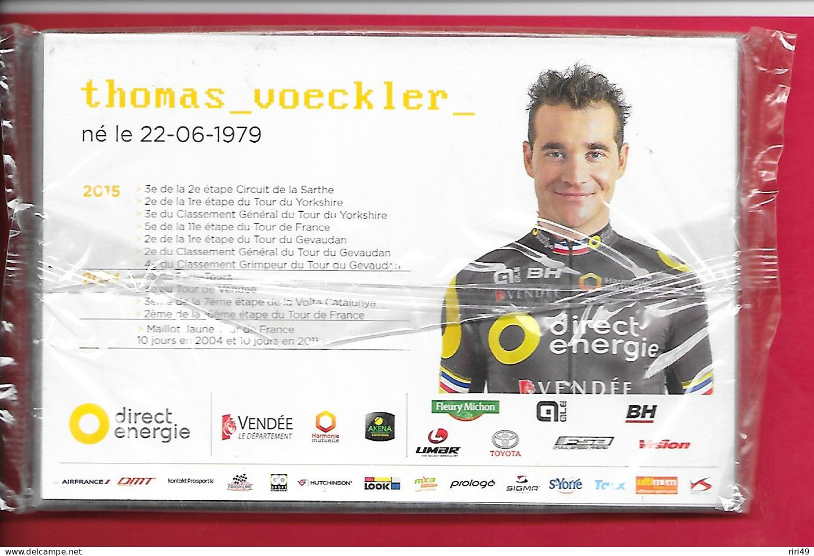 Lot  De Cartes  Direct Energie- Vendée Team Cyclisme Avec Thomas VoecKler, Jamais Servis Sous Blister Voir Scanne 2015 - Cycling