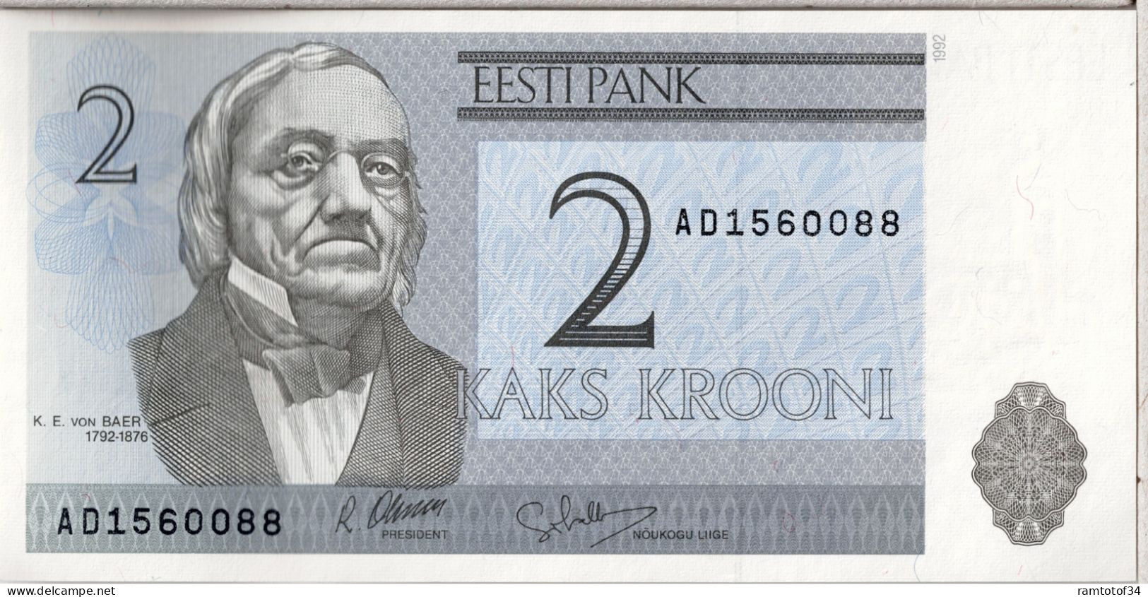 ESTONIE - 2 Krooni 1992 UNC - Estonia