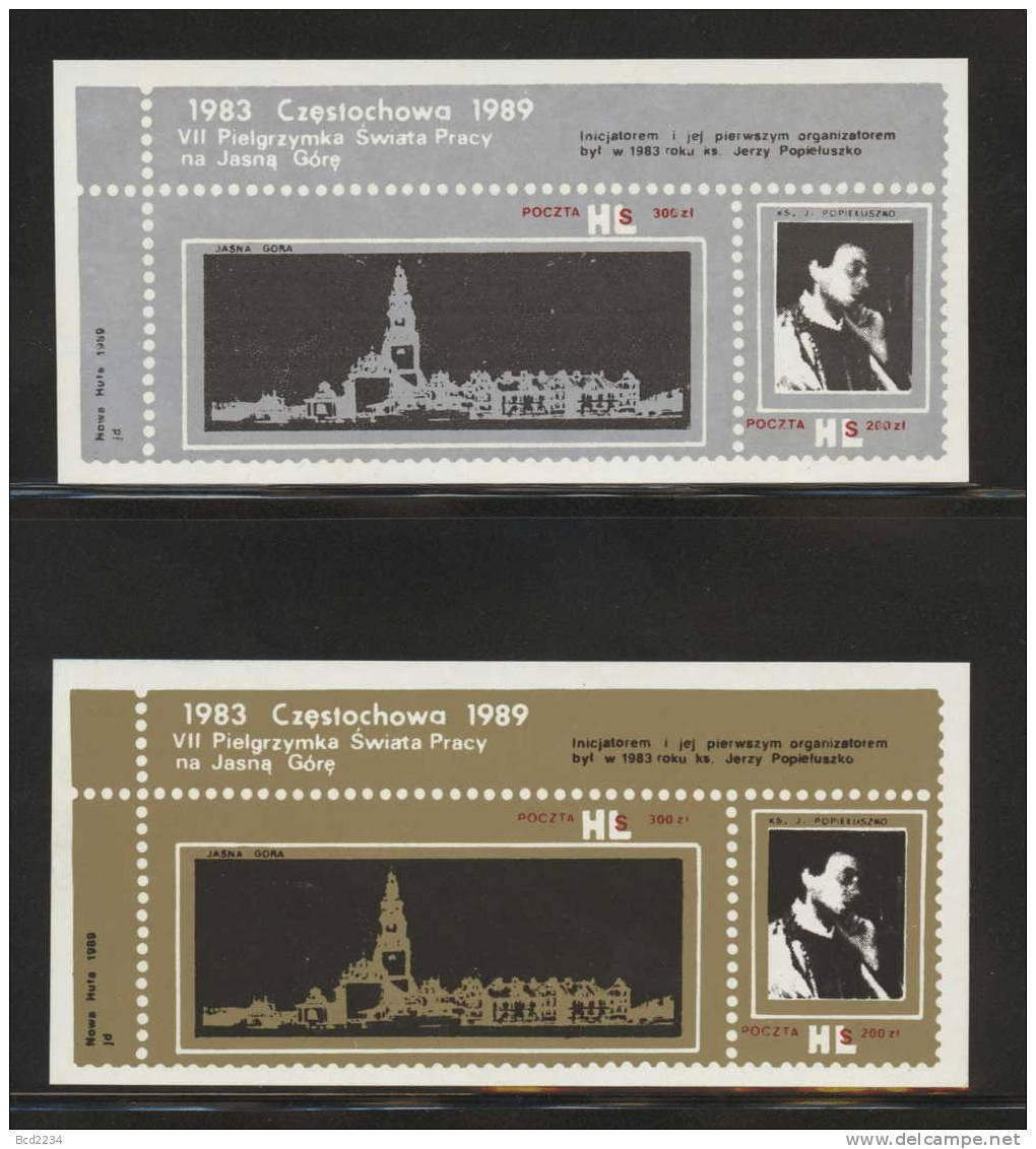 POLAND SOLIDARITY (POCZTA HLS) 1983 CZESTOCHOWA 1989 2 MS GOLD AND SILVER (SOLID0056/0842) - Vignettes Solidarnosc