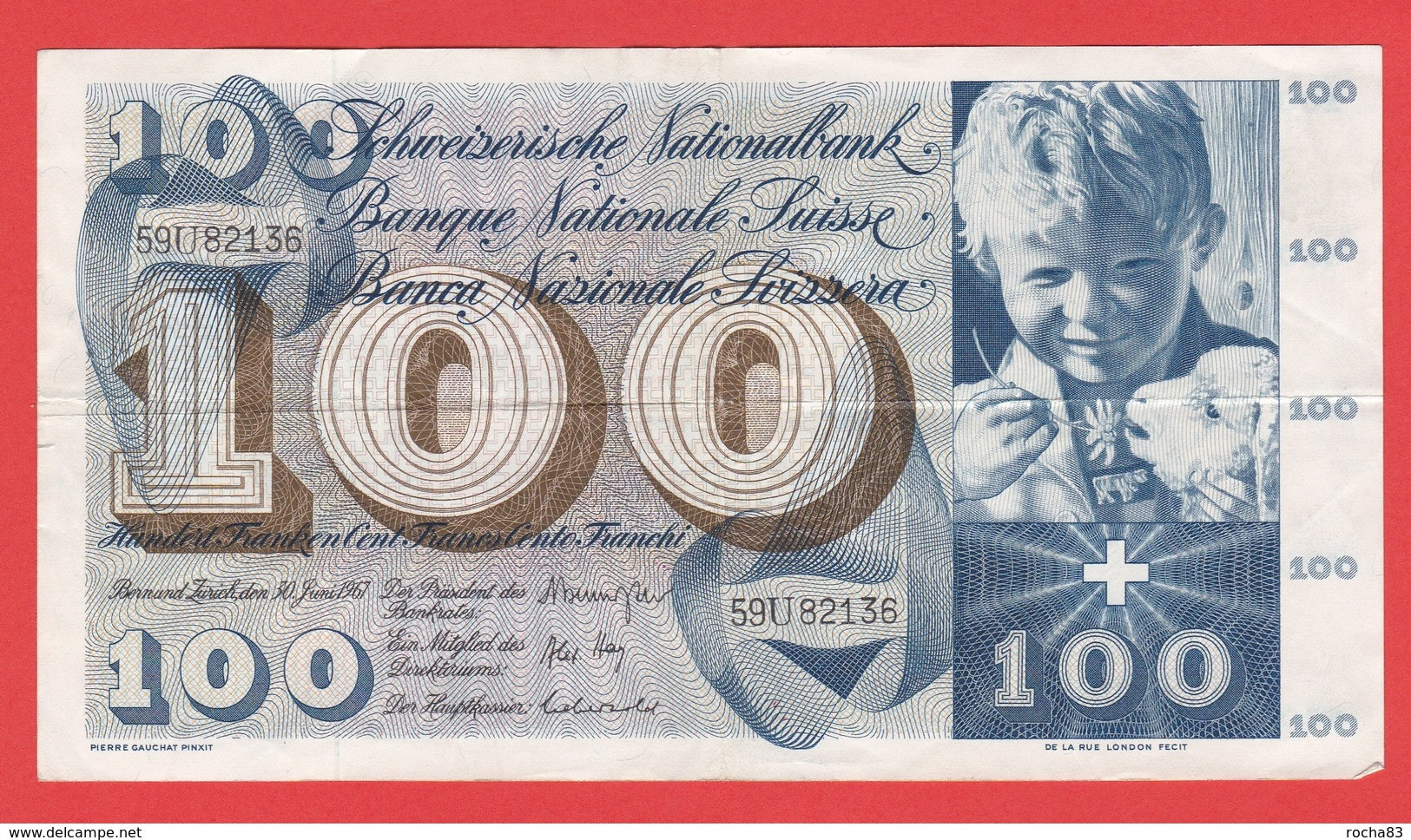 SUISSE  Billet  100 Francs  21 01 1965 - Pick 49g - Suisse