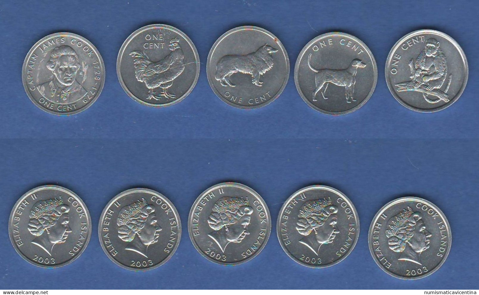 COOK Islands 5 X One Cent 2003 ANIMALS - Islas Cook