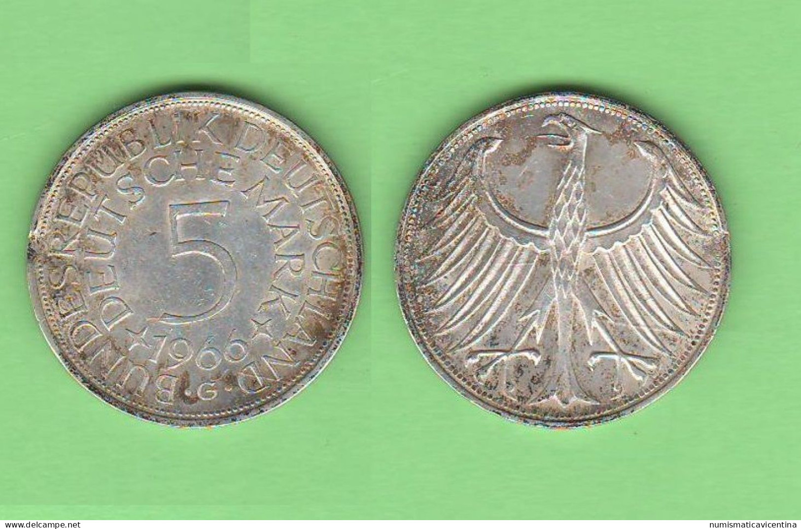 Germania 5 Mark 1966 G Karlsruhe Mint Deutschland Germany - 5 Marcos