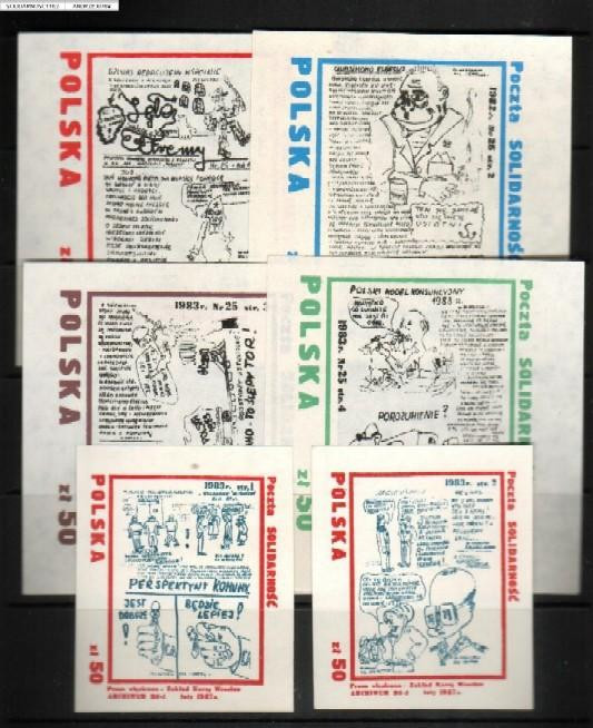 POLAND SOLIDARNOSC PAGES OF HISTORY 1983 SET OF 6 (SOLID1162/0769) - Viñetas Solidarnosc