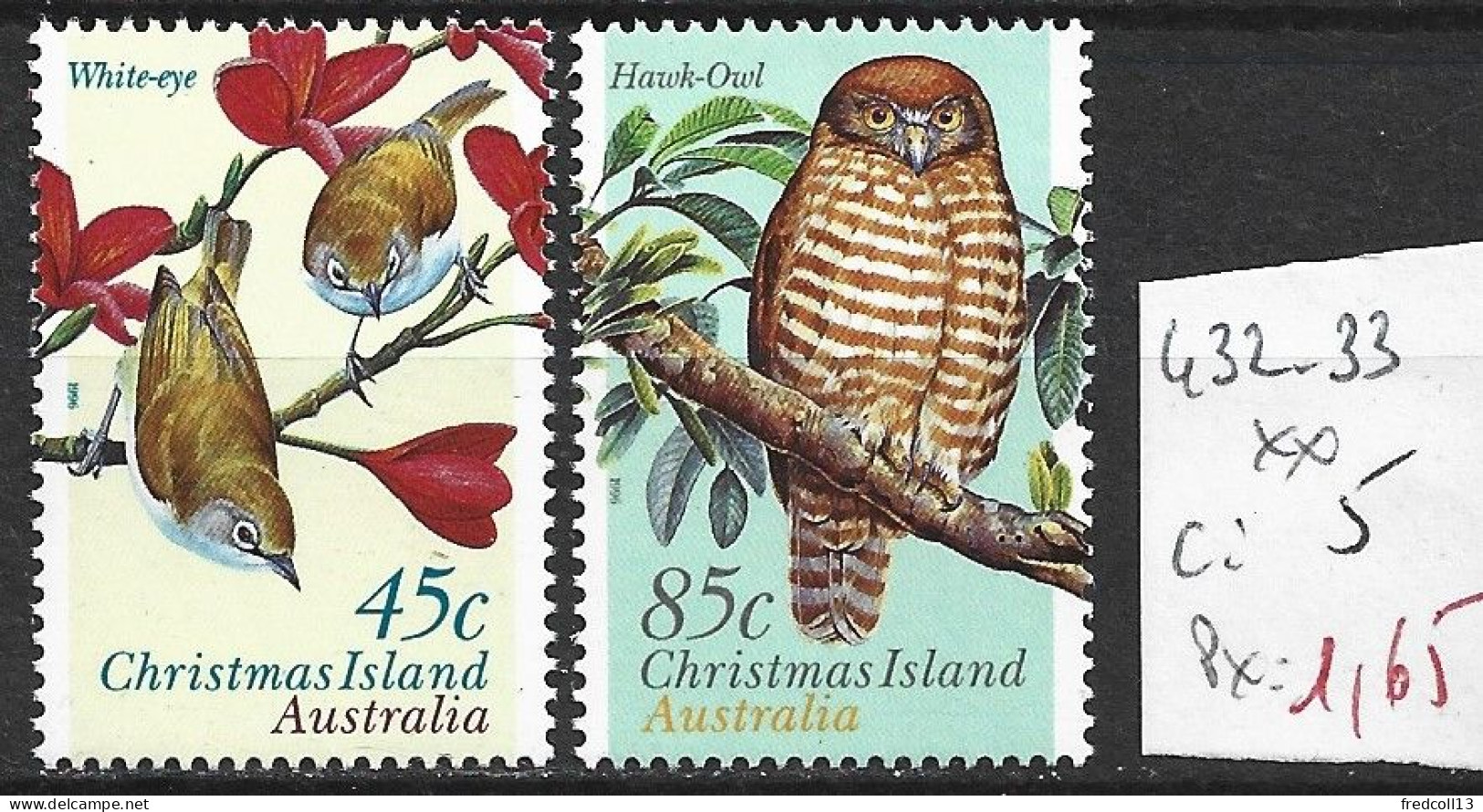 CHRISTMAS 432-33 ** Côte 5 € - Christmas Island