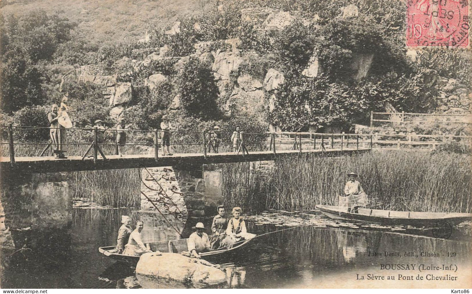 Boussay * 1905 * Un Coin Du Village , La Sèvre Au Pont De Chevalier * Pêche à La Ligne Pêcheurs Nasse Villageois Enfants - Boussay