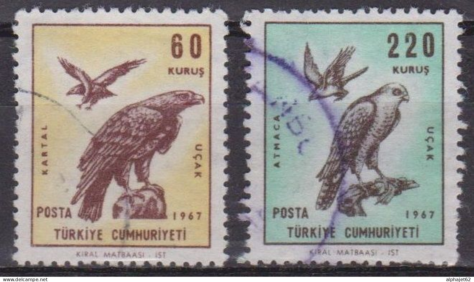 Faune, Oiseaux - TURQUIE - Rapace - Faucon Crécerelle - Epervier - N° 47-50 - 1967 - Posta Aerea