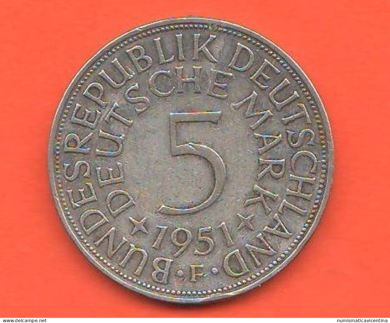 Germania 5 Mark 1951 F Deutsche Germany Deutschland RFA RFG - 5 Mark