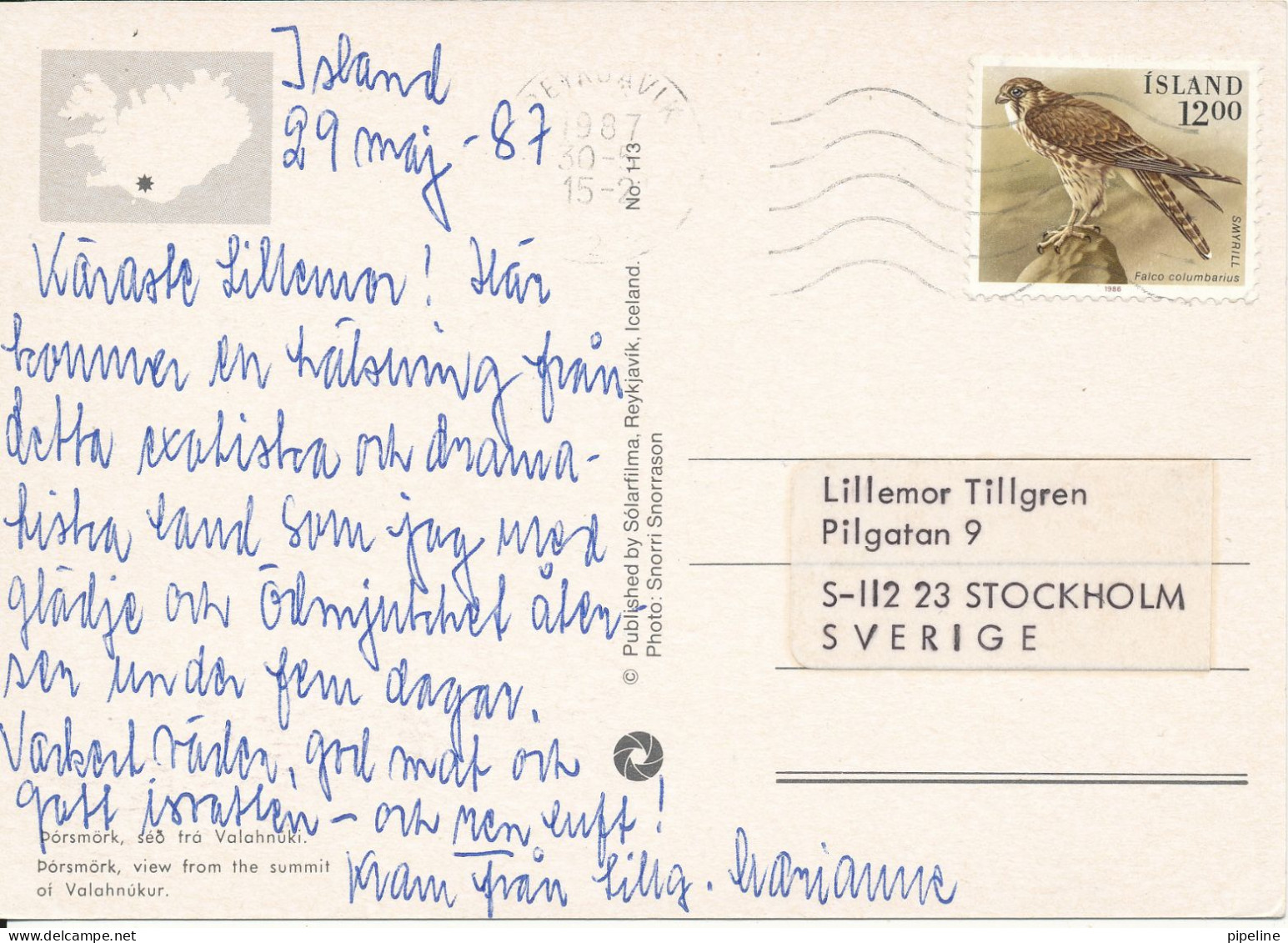 Iceland Postcard Sent To Sweden 30-7-1985 (Valahnukur) - Islande