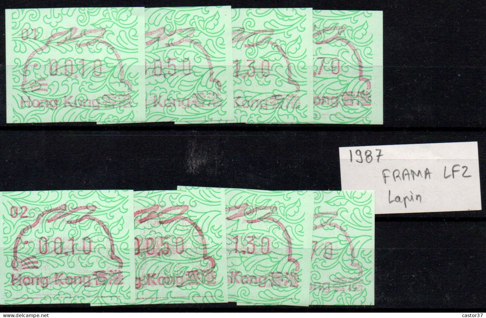 China Hong Kong Machine Label Frama 1987 Rabbit Machine 01 And 02 Complet Set Free Postage - Nuovi