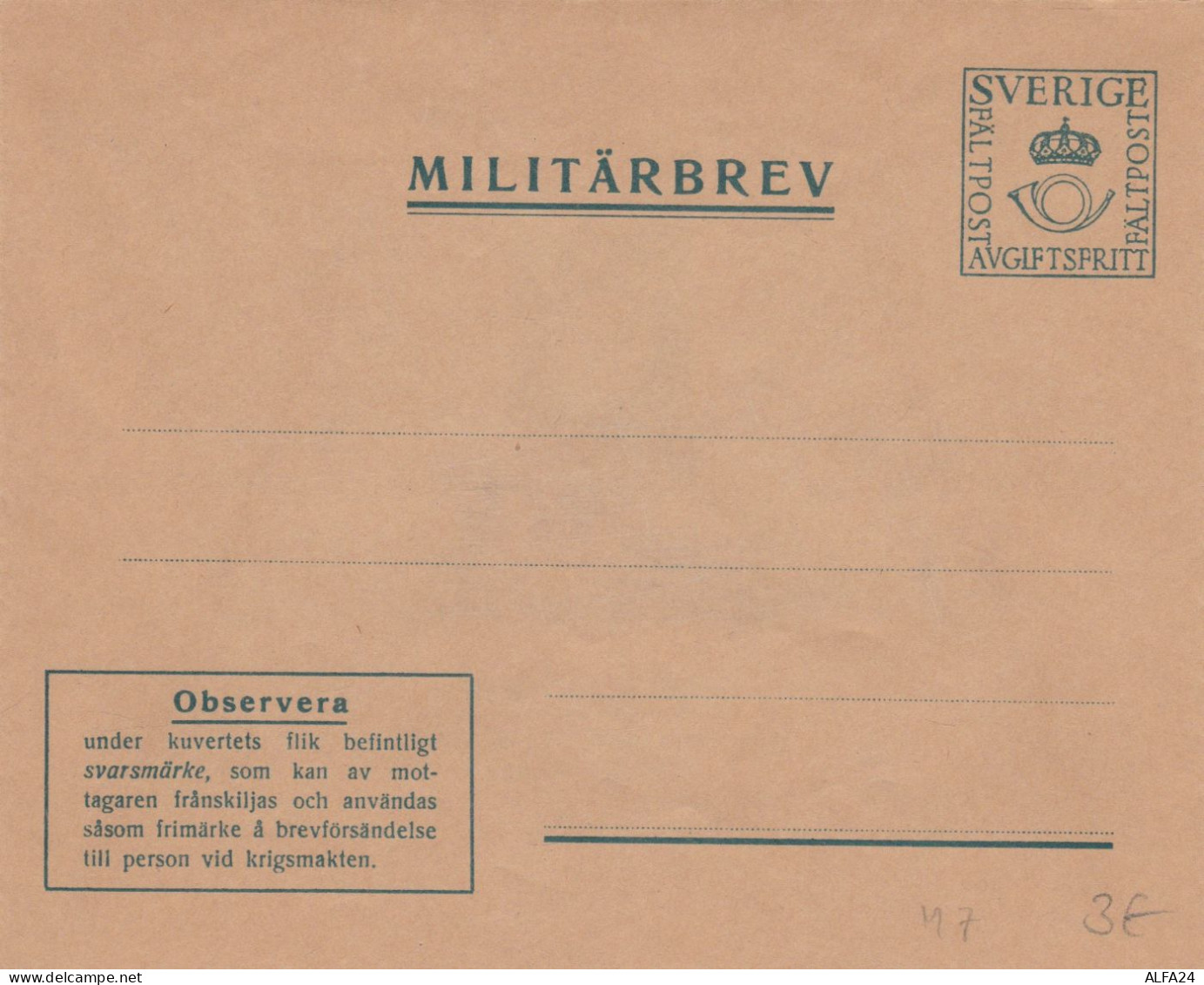 POSTA MILITARE SVEZIA (RY728 - Militärmarken