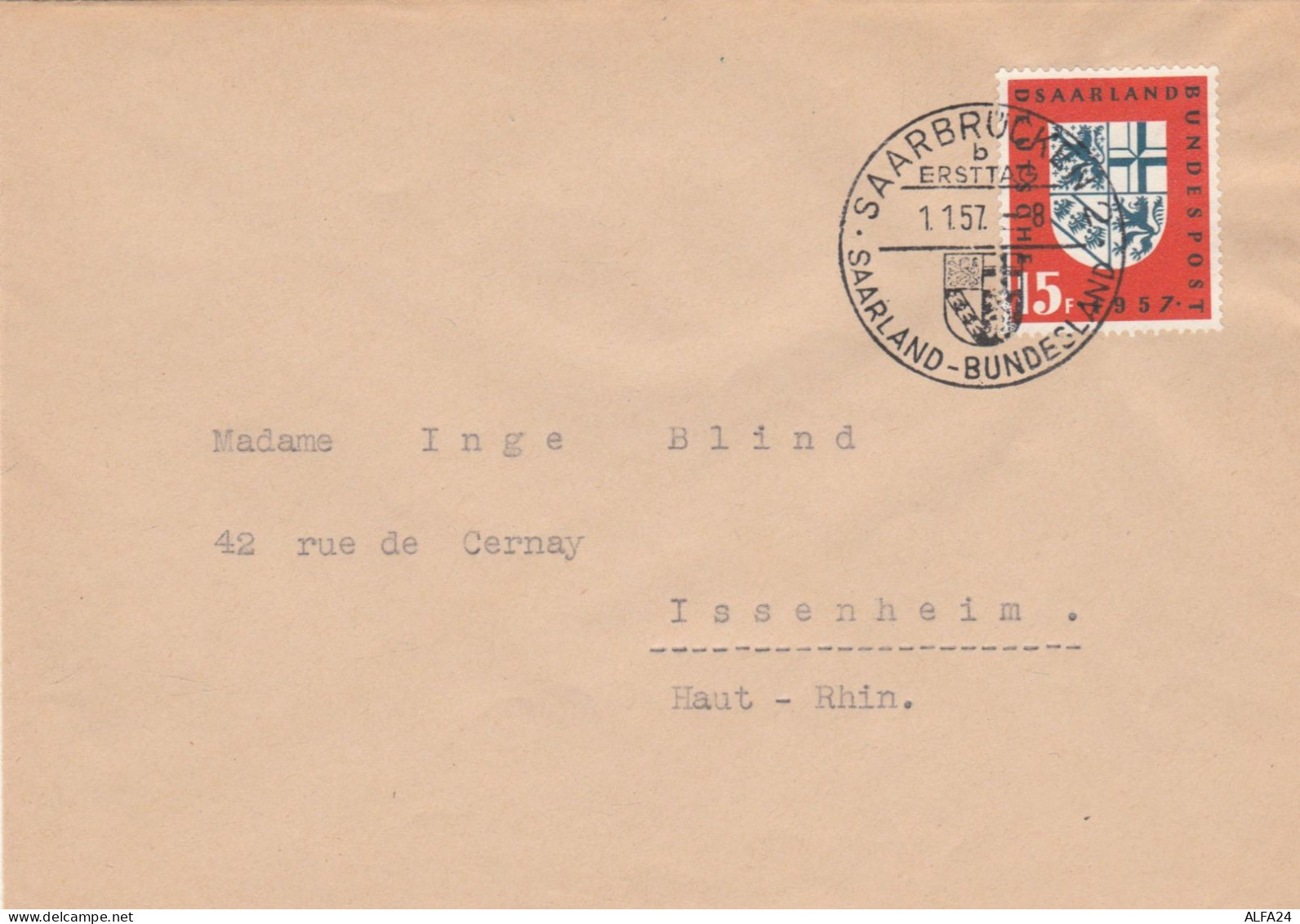 LETTERA SAAR LAND 1957 (RY718 - Brieven En Documenten