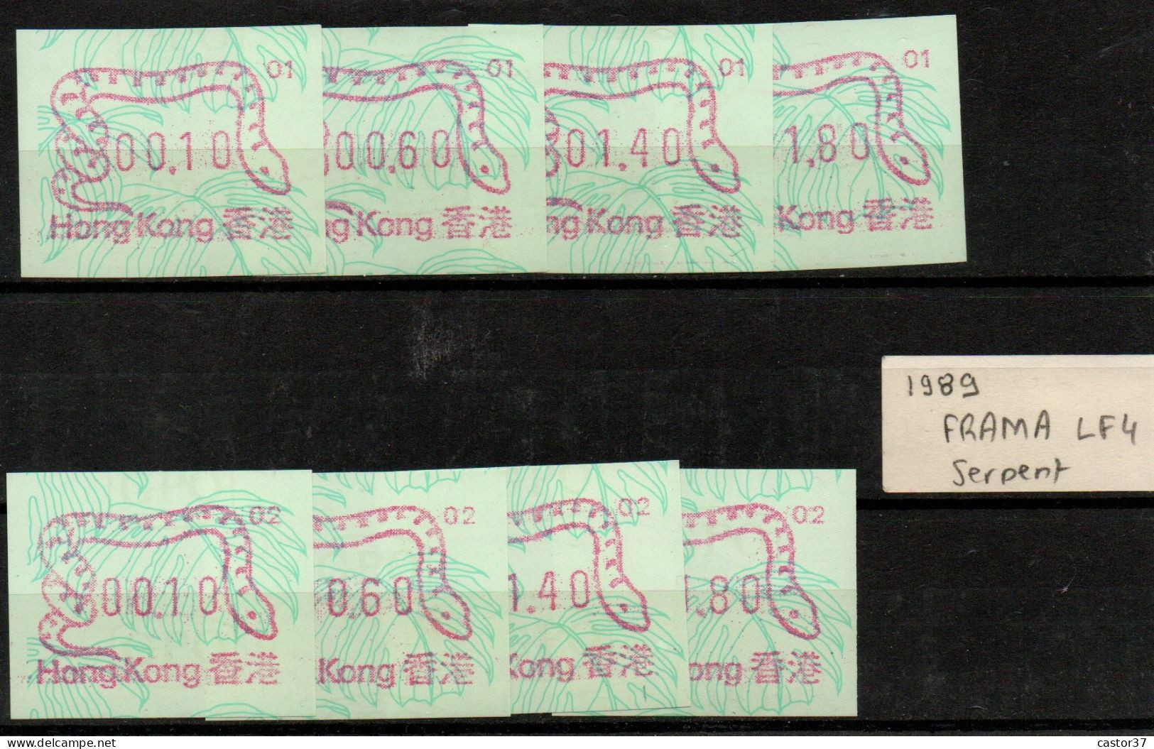 China Hong Kong Machine Label Frama 1989 Snake Machine 01 And 02 Complet Set Free Postage - Nuevos