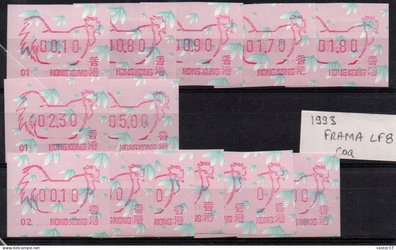 China Hong Kong Machine Label Frama 1993 Cock Machine 01 And 02 Complet Set Free Postage - Ongebruikt
