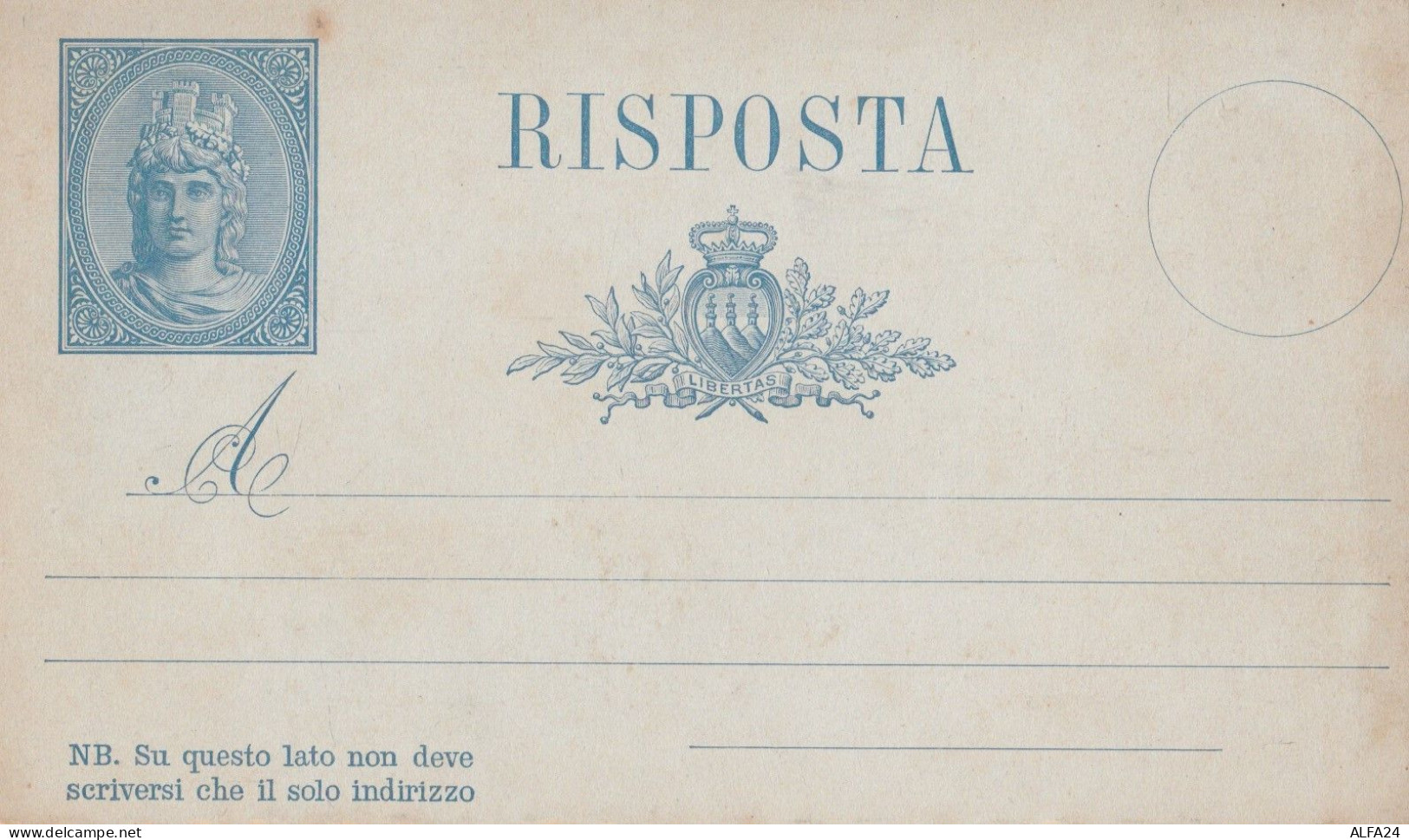 INTERO POSTALE S.MARINO RISPOSTA NUOVO 1882 (RY1342 - Postal Stationery