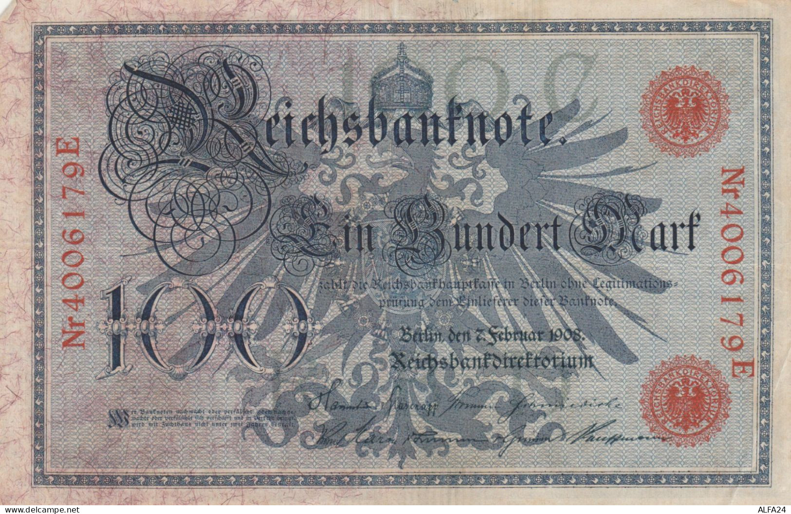 BANCONOTA GERMANIA 100 1908 VF (RY1649 - 100 Mark