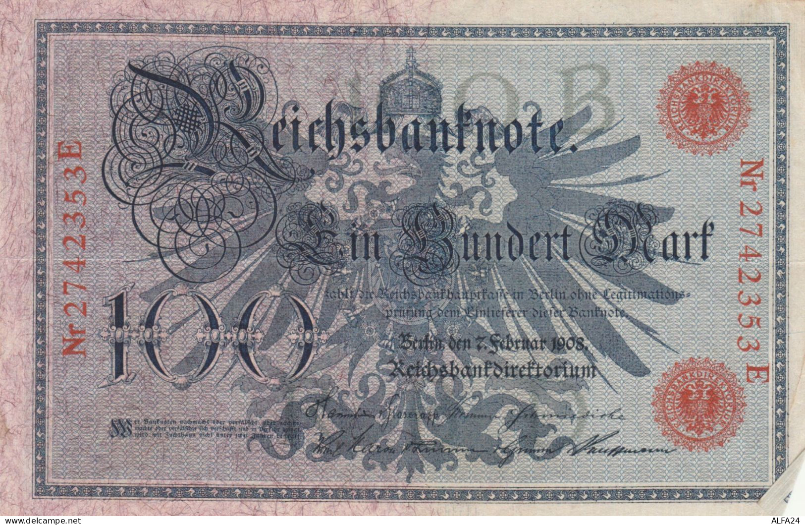 BANCONOTA GERMANIA 100 1908 VF (RY1646 - 100 Mark