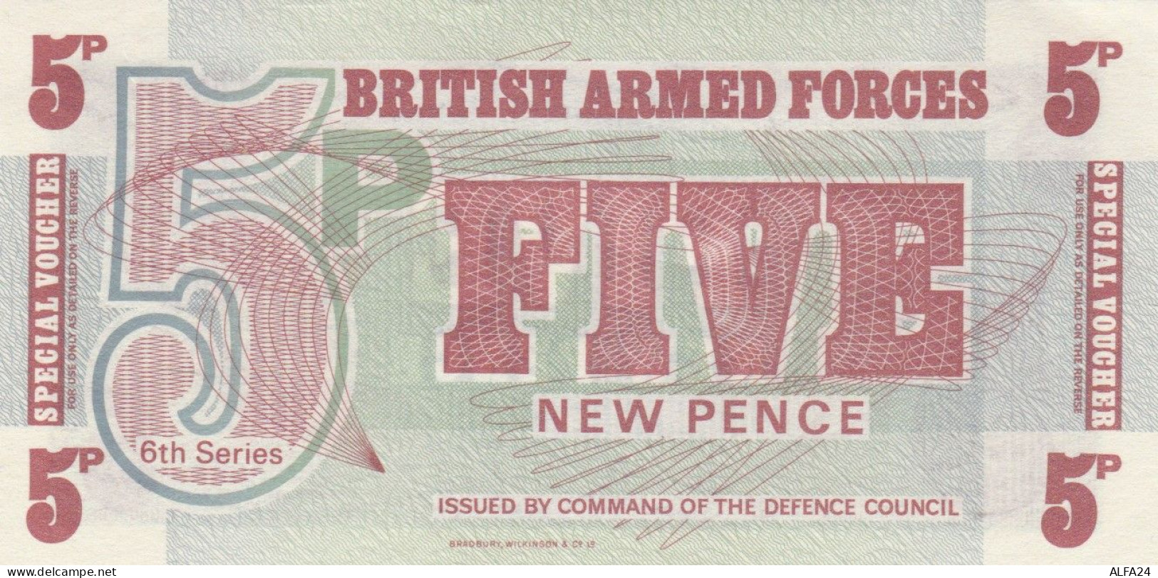 BANCONOTA BRITISH ARMED FORCE 5 P UNC (RY1570 - Autoridad Militar Británica